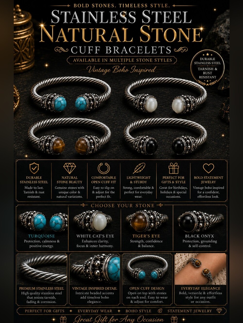 Stainless Steel Cuff Bracelet